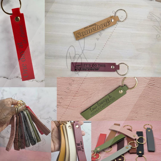 Personalized Leather Keychain | Custom Engraved Keychain | Name or Quote Accessory | Minimalist Gift | Key Tag