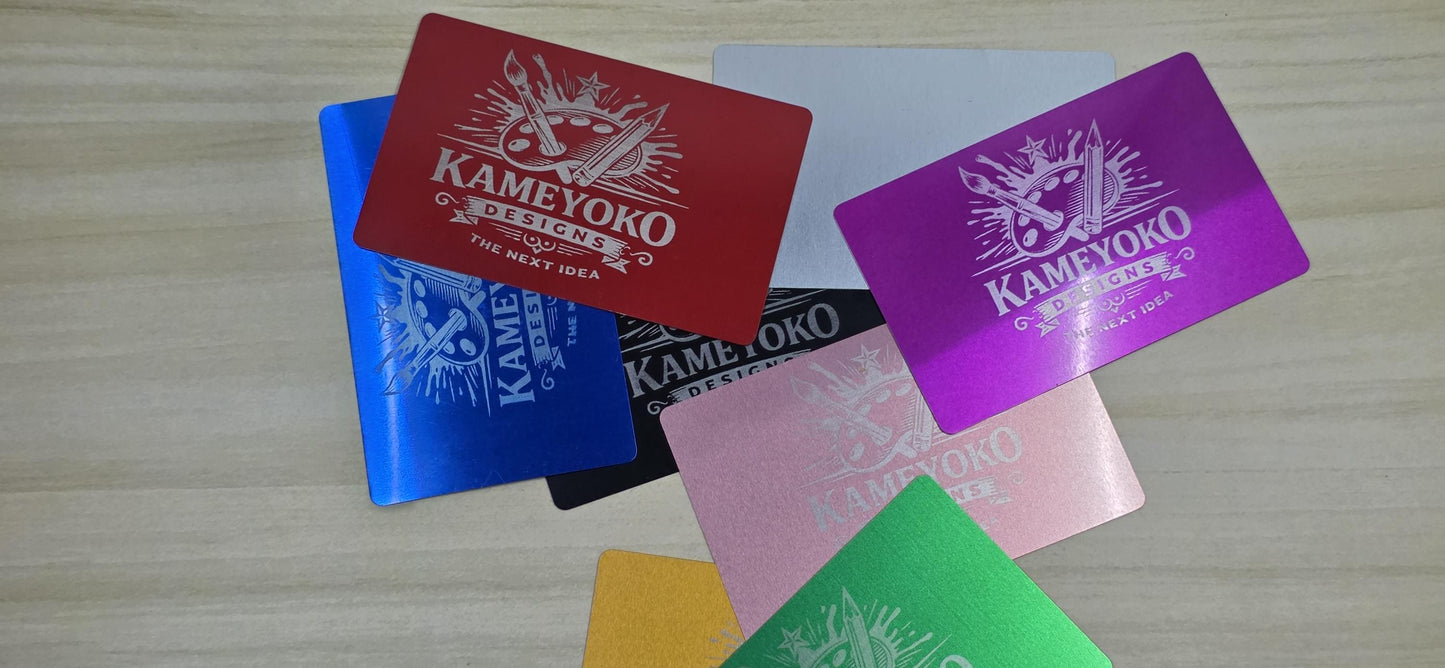 10 pack Custom Laser Engraved Metal Business Cards | Colored Stainless Steel Name Card