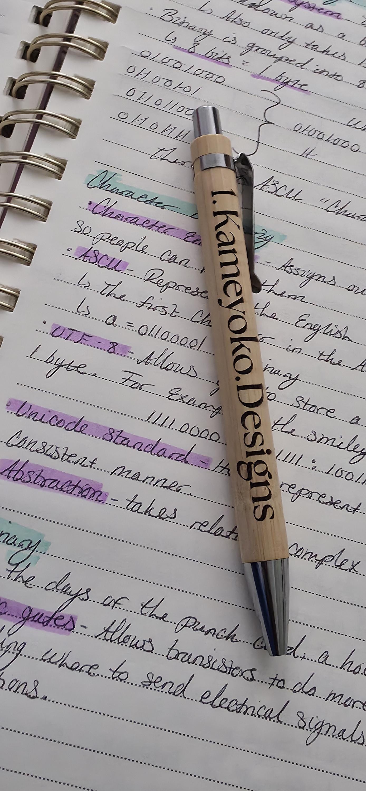 1 Custom Engraved Bamboo Pens